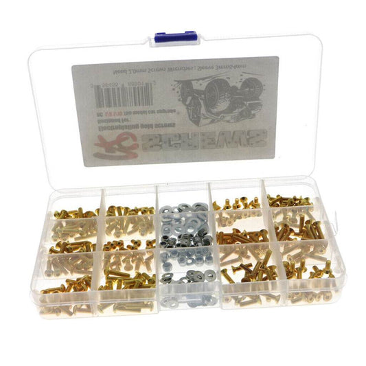 330-piece gold-plated M3 metric screw kit for RC car builds