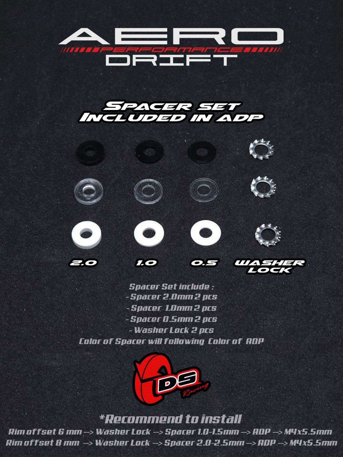 ds racing rc drift wheel inserts sloped face 1/10