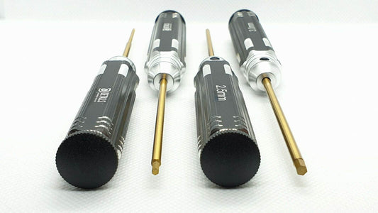 4-piece black metric HEX Allen screwdriver set for RC cars, designed for precise adjustments