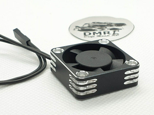 Close-up of the 40x40mm Aluminium ESC Cooling Fan, 16000RPM, built for superior cooling performance in RC cars - black