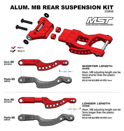 MST MB Aluminium Rear Adjustable Suspension Kit #210616 for 1/10 RC drift cars