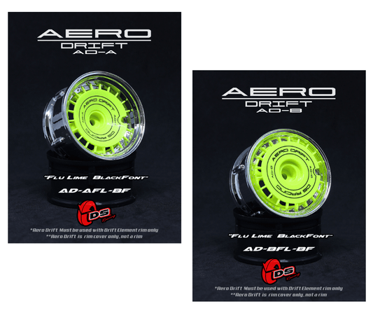 ds racing aero drift wheel inserts green 1/10 flat face