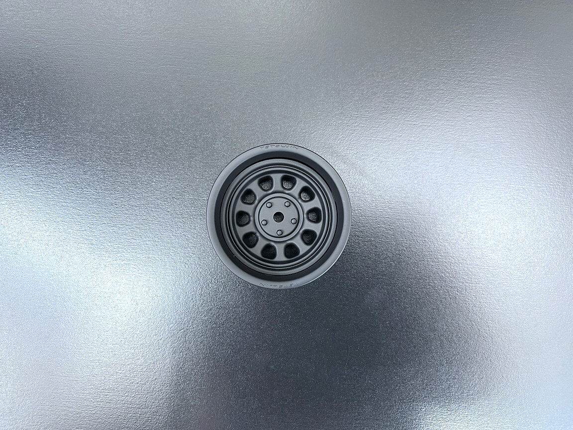 Close-up of Tetsujin 'Sunflower' Super Rim Wheels, adjustable offset for RC drift cars