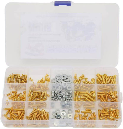 330-piece gold-plated M3 metric screw kit for RC car builds