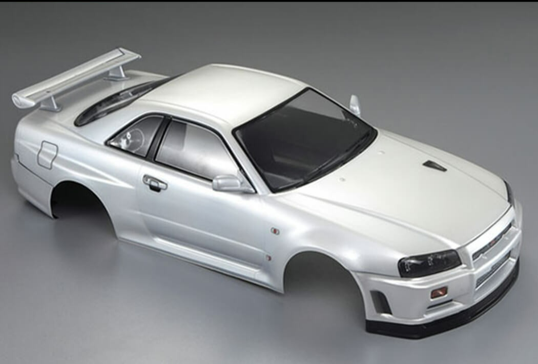 Killerbody Nissan Skyline R34 1/10 RC body shell metallic white KB48644