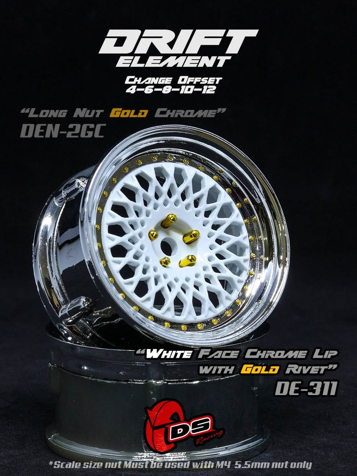 DS Racing RC Drift Wheels DE-311 - 1/10 Adjustable (2pcs)