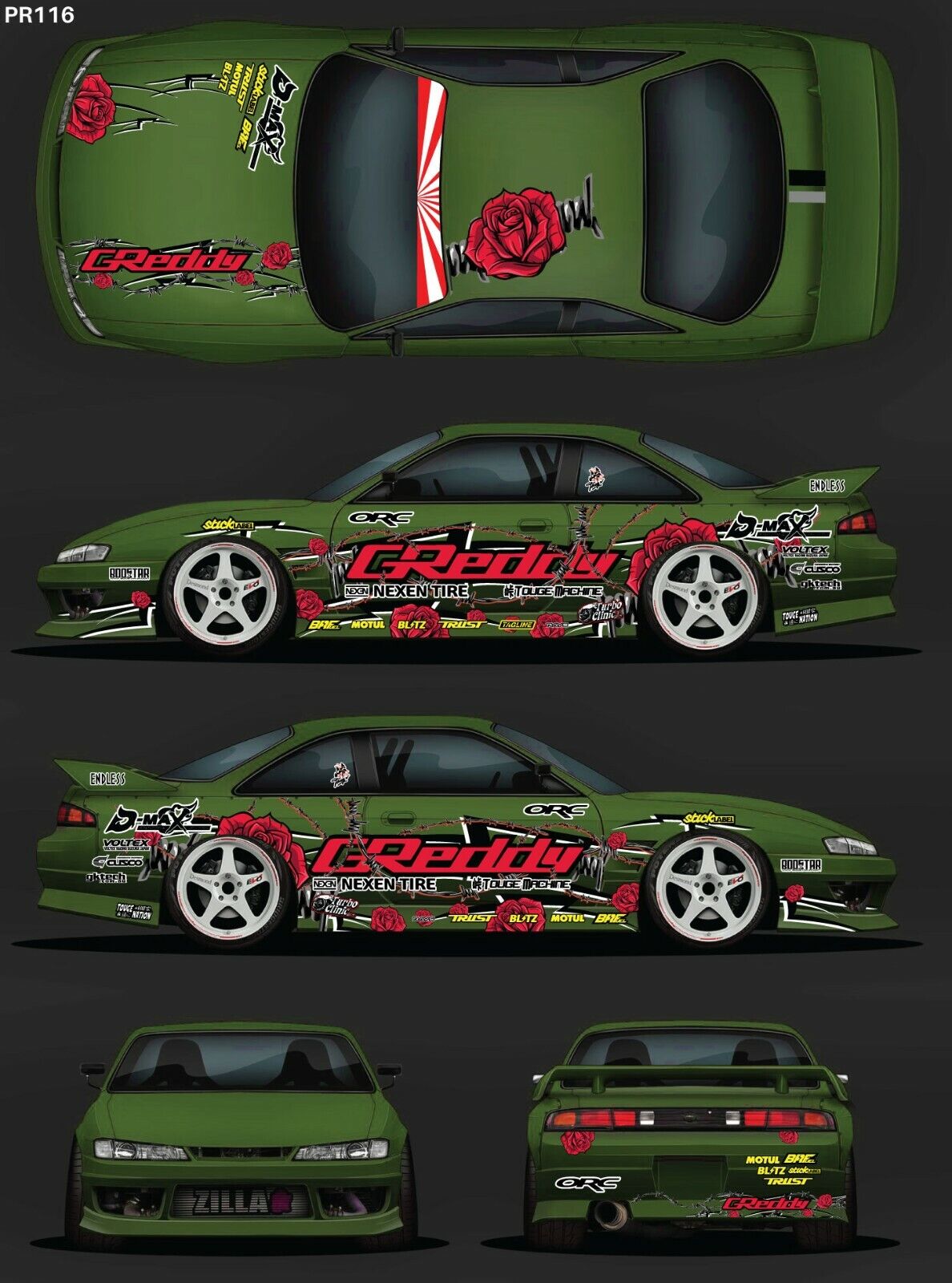 SticklabelRC 1:10 RC Car Body Shell Livery, Decal Sticker Graphics Set - 60+ Designs