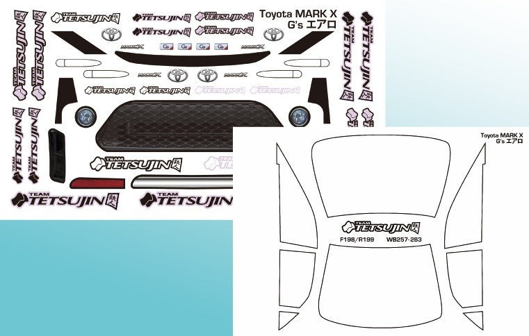 RC drift body shell Tetsujin Toyota Mark X GRX130 TRD 196mm