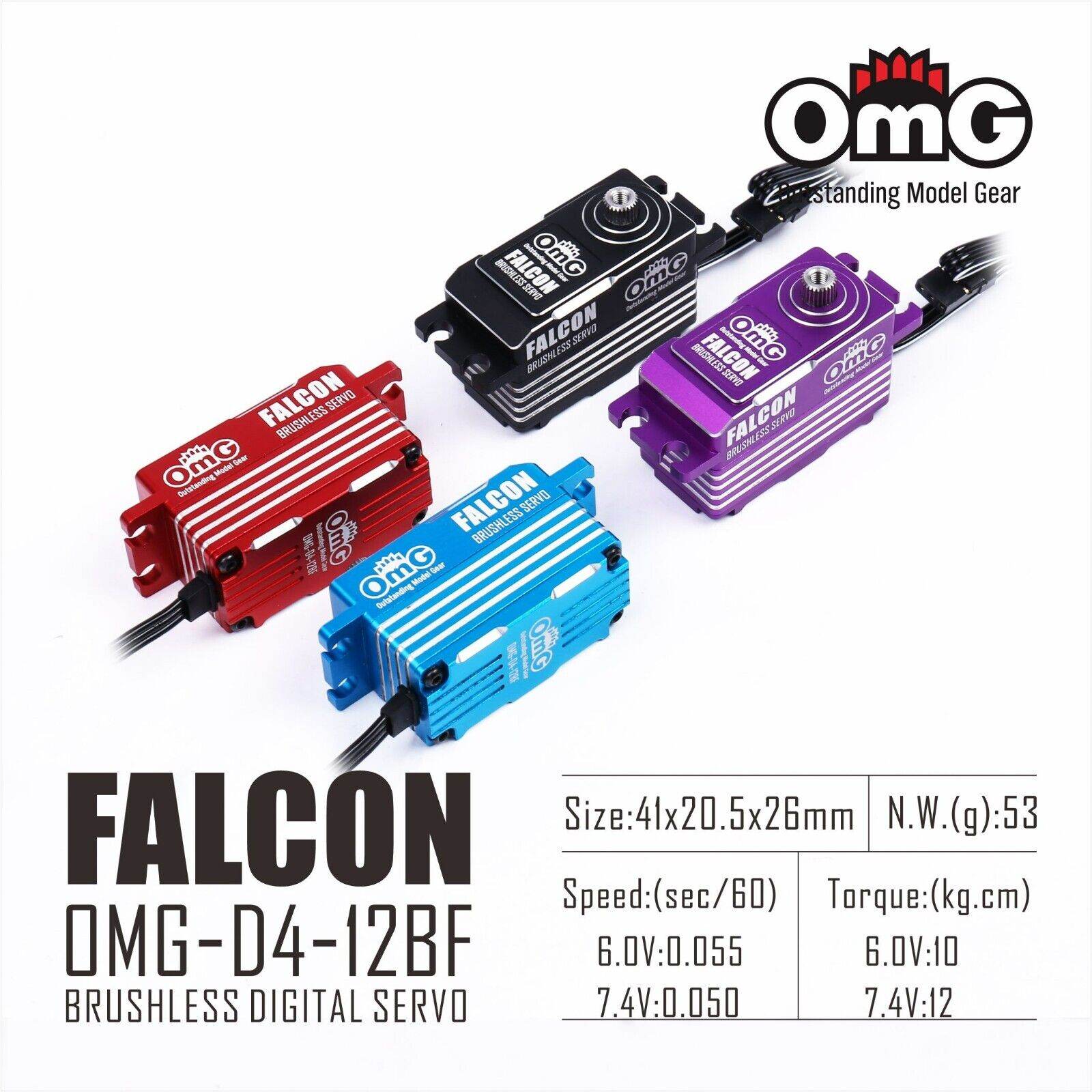 OMG FALCON Low Profile High Torque Brushless Metal Servo for High Performance RC Vehicles