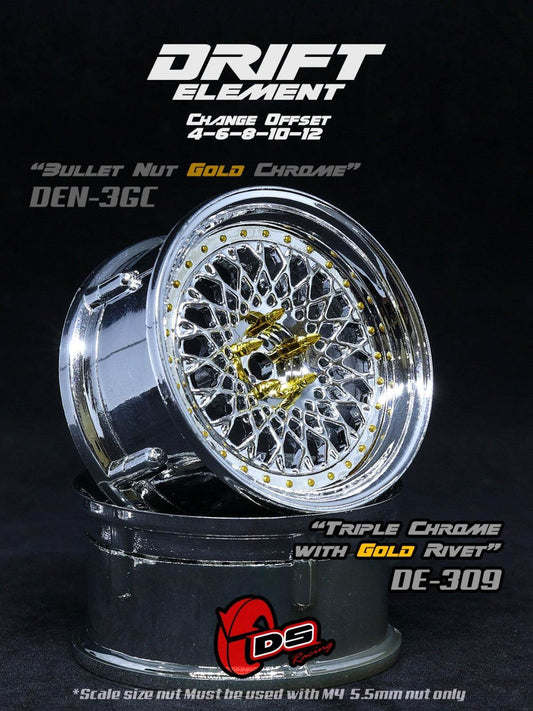 DS Racing RC Drift Wheels DE-309 Adjustable 1/10 - Chrome