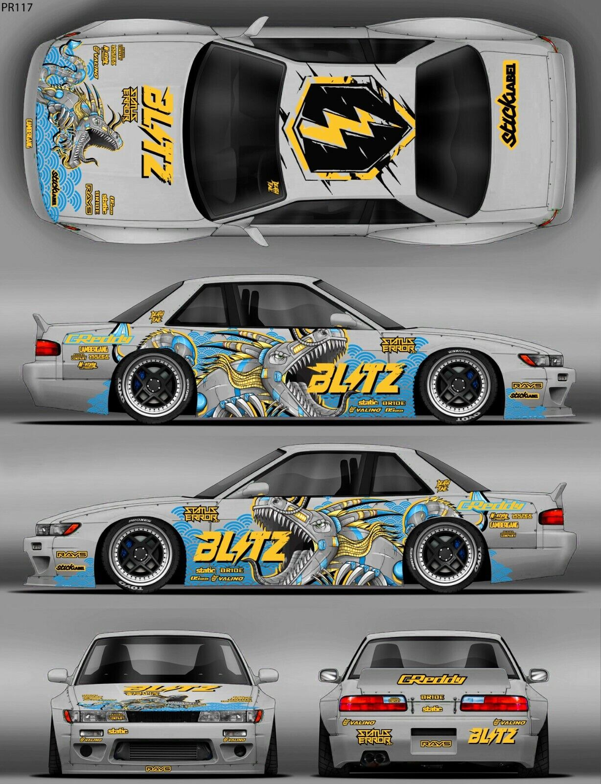 SticklabelRC 1:10 RC Car Body Shell Livery, Decal Sticker Graphics Set - 60+ Designs