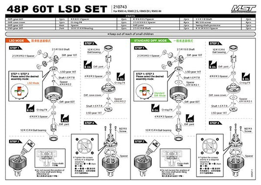 MST RMX4S LSD Differential Set Limited Slip Diff - 210743