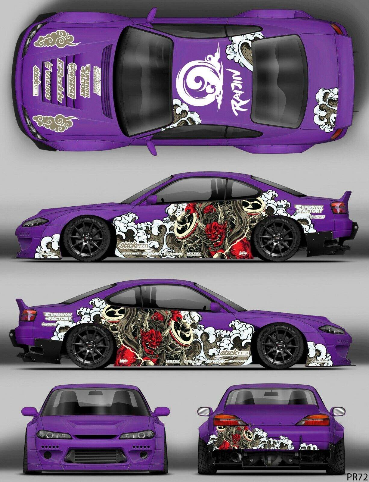 SticklabelRC 1:10 RC Car Body Shell Livery, Decal Sticker Graphics Set - 60+ Designs