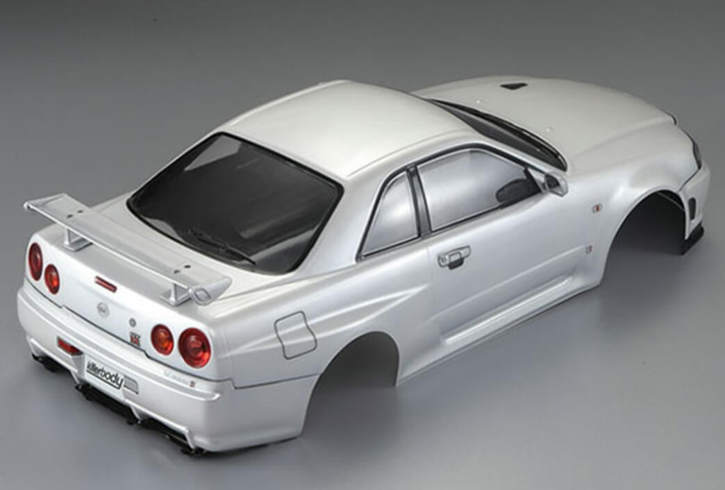 Killerbody Nissan Skyline R34 1/10 RC body shell metallic white KB48644