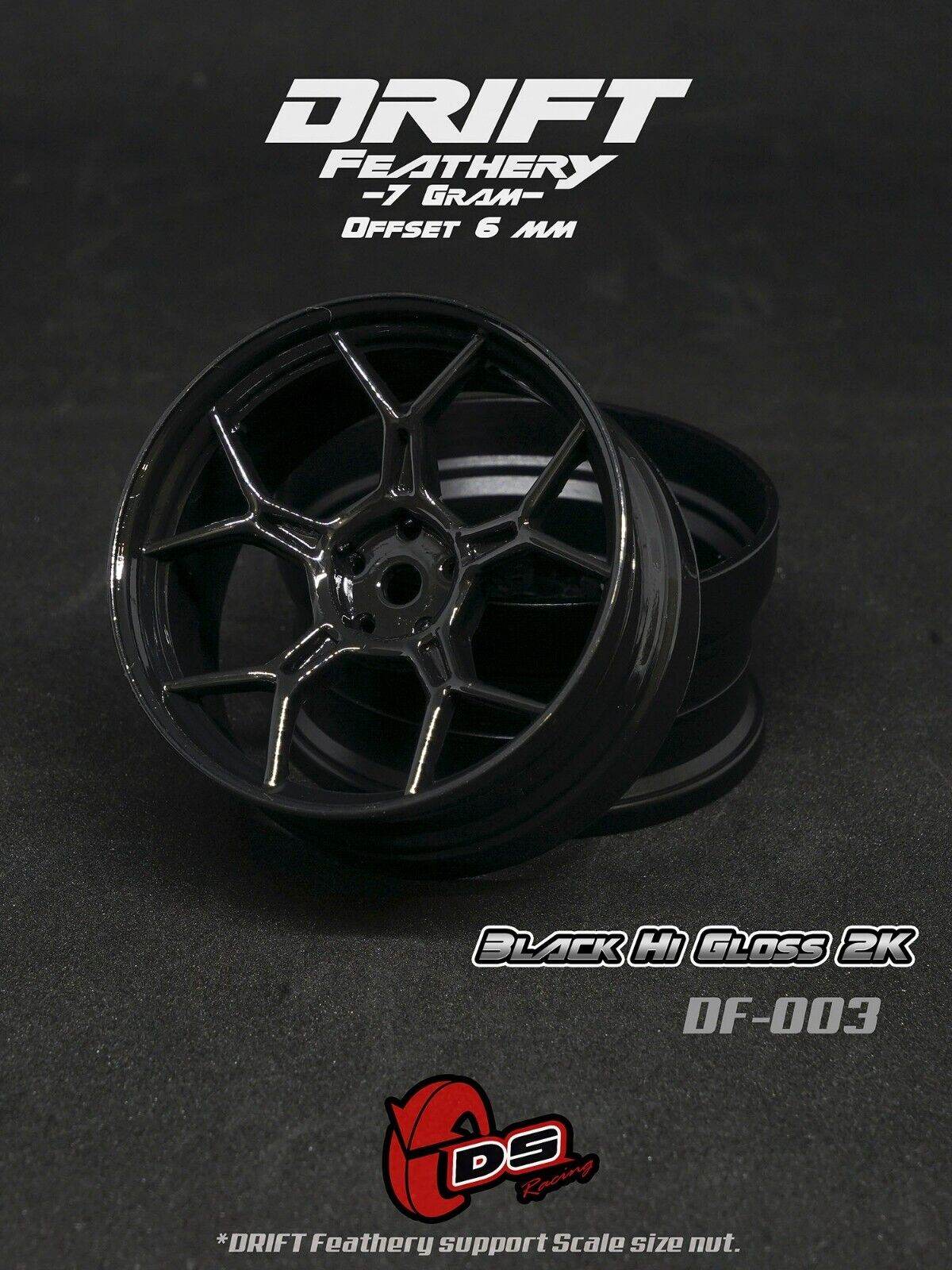 ds racing df-003 rc drift wheels black 6mm offset