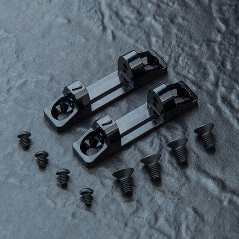 Close-up of black MST FRX Aluminium Front Bulkhead Mount, model 210711BK