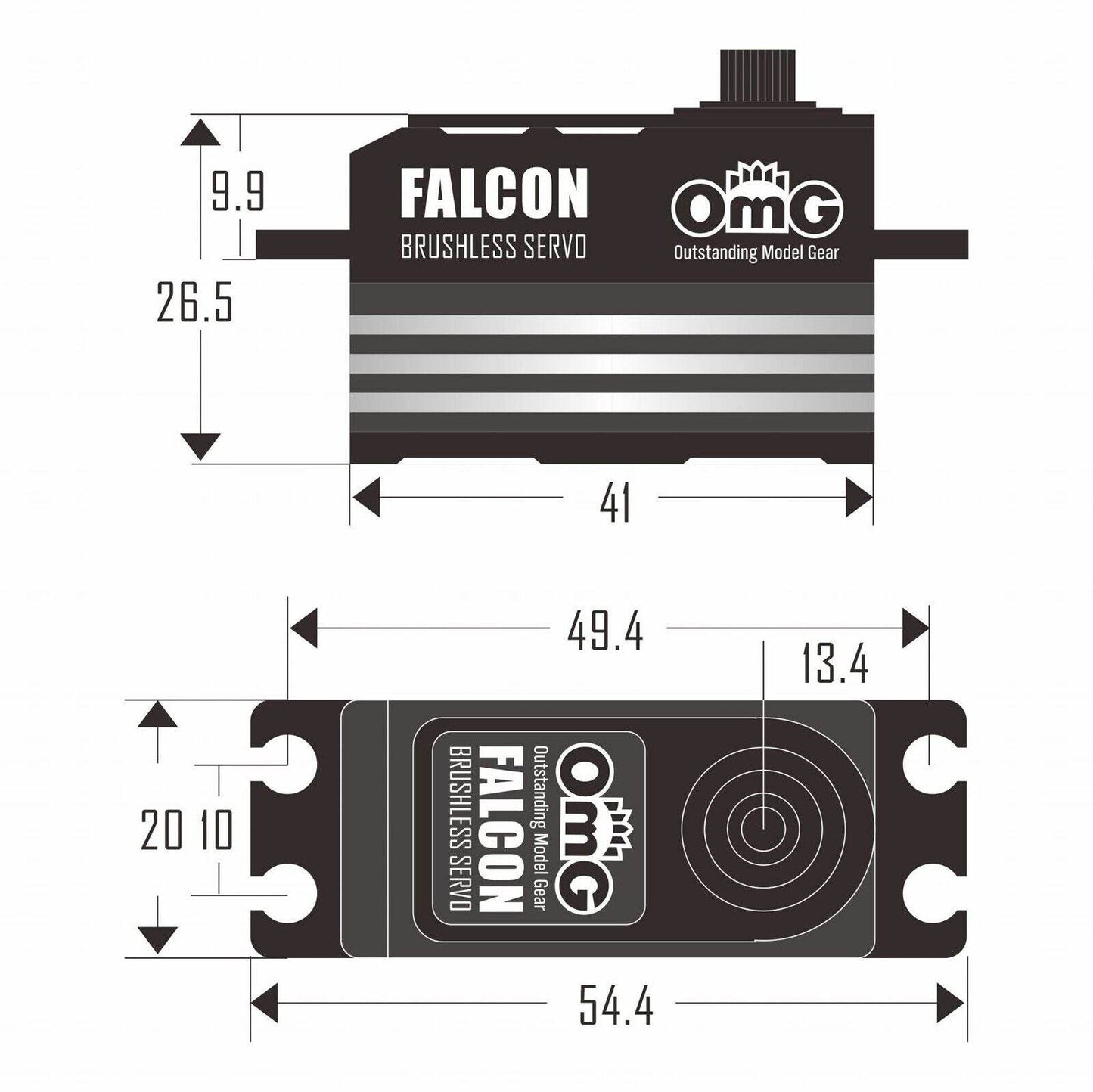 OMG Falcon Brushless Servo, Digital, Low Profile, 0.05sec / 12KG,  25T