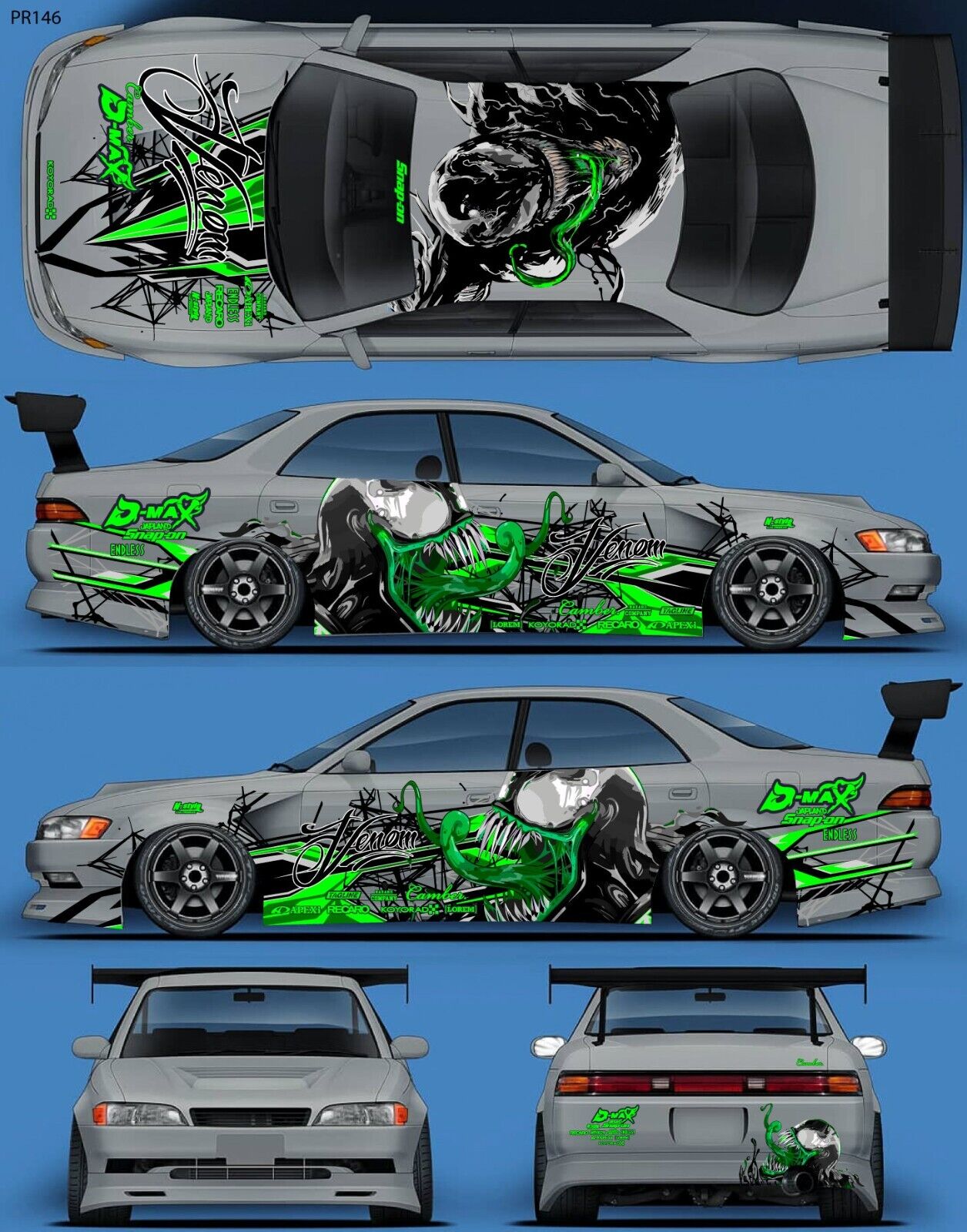 SticklabelRC 1:10 RC Car Body Shell Livery, Decal Sticker Graphics Set - 60+ Designs