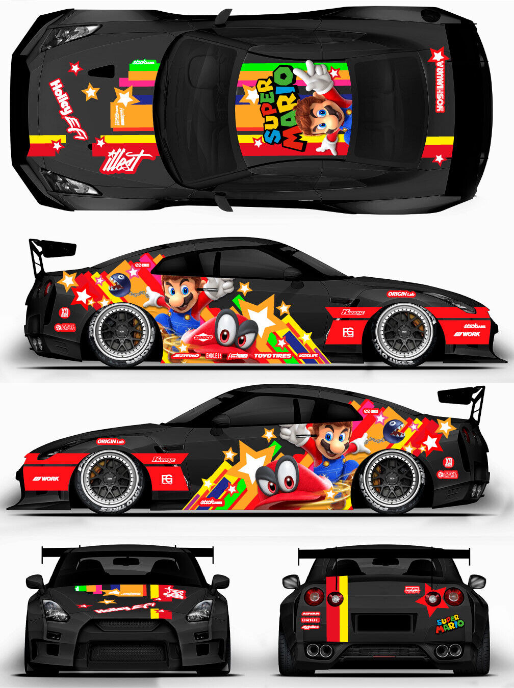 SticklabelRC 1:10 RC Car Body Shell Livery, Decal Sticker Graphics Set - 60+ Designs