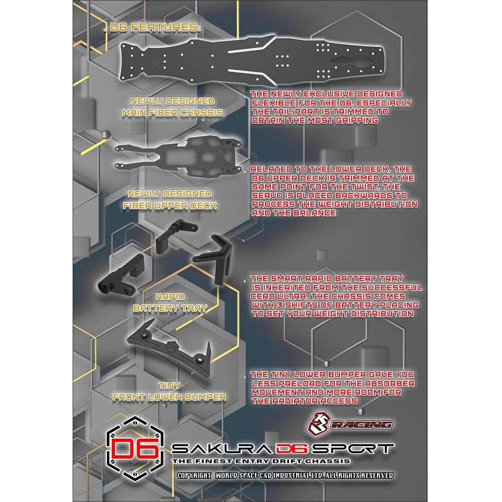 Sakura D6S RWD RC Drift Car - 3Racing 1/10 (Assembly Kit )