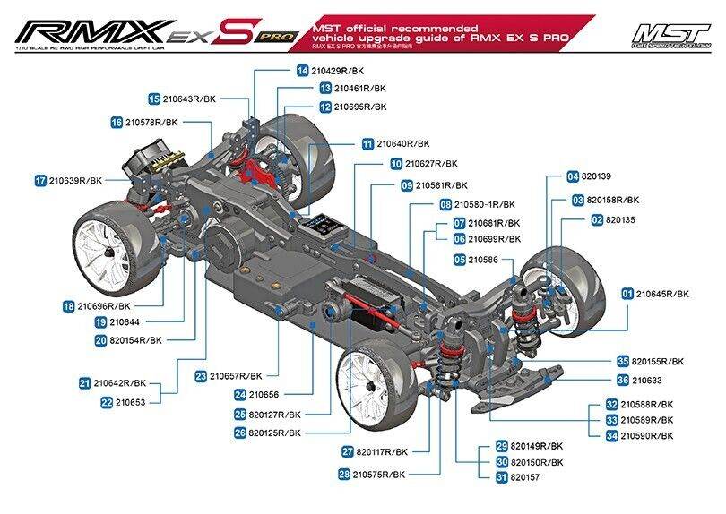 MST RMX EX PRO RC Drift Chassis 532213 - 1/10 RWD Assembly Kit