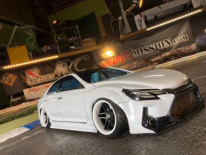 RC drift body shell Tetsujin Toyota Mark X GRX130 TRD 196mm