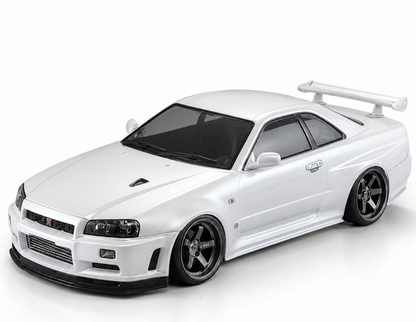 Killerbody Nissan Skyline R34 1/10 RC body shell metallic white KB48644