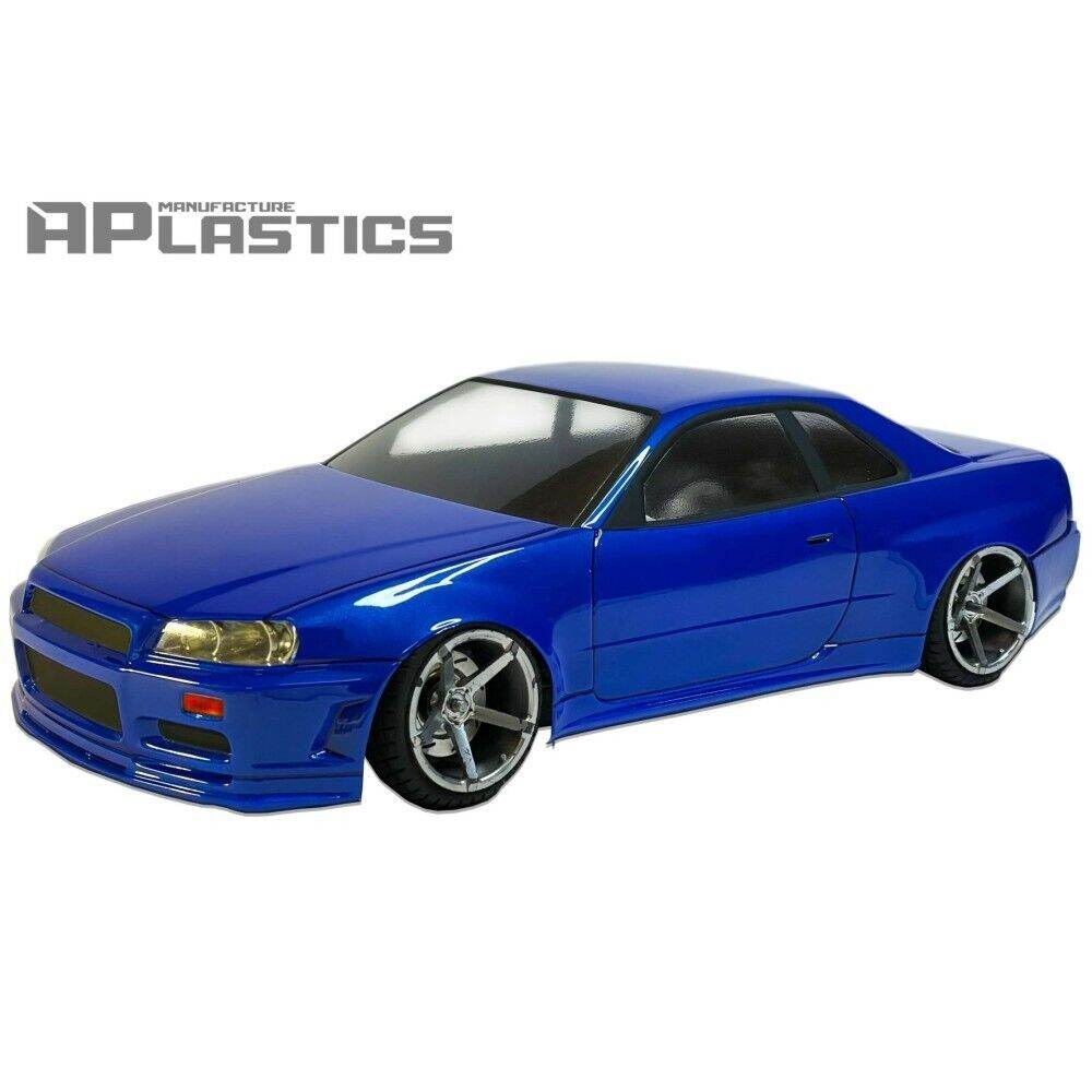 aplastics r34 gtr rc body shell 1/10 drift car clear unpainted