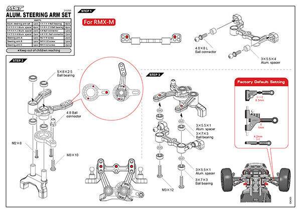 MST RMX Steering Rack Wiper Arm Set 210700 - Aluminium