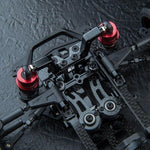 Close-up of black MST FRX Aluminium Front Bulkhead Mount, model 210711BK