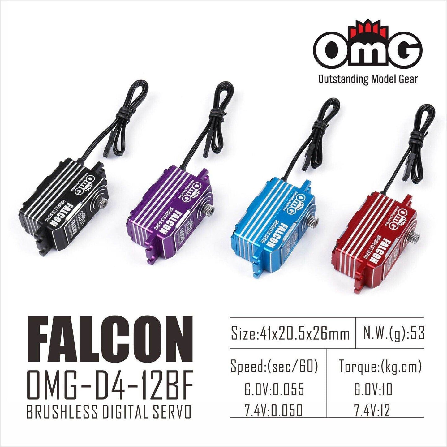 OMG Falcon Brushless Servo, Digital, Low Profile, 0.05sec / 12KG,  25T