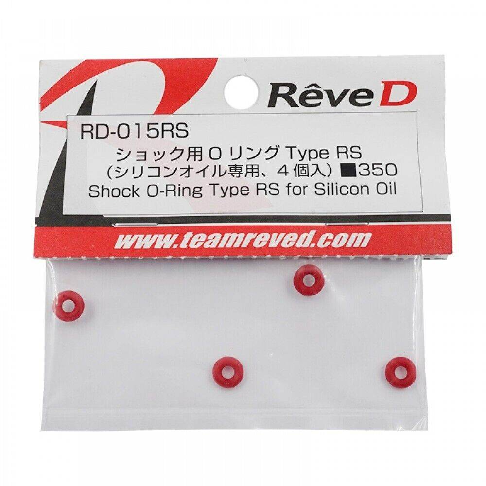 ReveD RC Shock Damper O-ring Seal Set, 4 pieces in red, model RD-015RS, for enhanced sealing