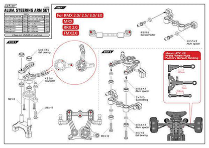 MST RMX Steering Rack Wiper Arm Set 210700 - Aluminium
