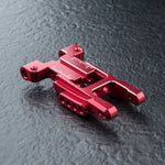 Close-up of MST THA Aluminium Rear Suspension Arm Set #210696 for enhanced durability in RC cars - Red