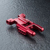 Close-up of MST THA Aluminium Rear Suspension Arm Set #210696 for enhanced durability in RC cars - Red