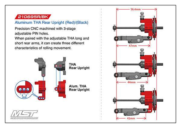 MST THA Rear Hub Upright Set 210695 - Aluminium