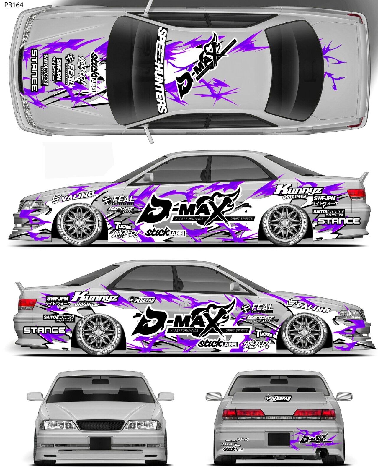 SticklabelRC 1:10 RC Car Body Shell Livery, Decal Sticker Graphics Set - 60+ Designs