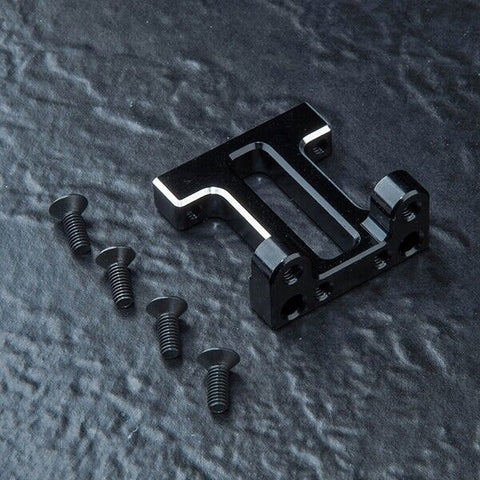 Close-up view of MST FRX Aluminium Front Bulkhead Tower Mount in Black, 210710BK