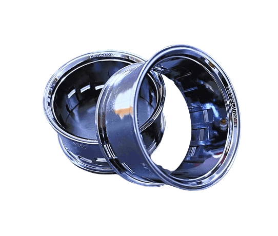 Tetsujin 1/10 scale RC wheel outer rim set, available in various colours, 2-piece configuration - shadow chrome