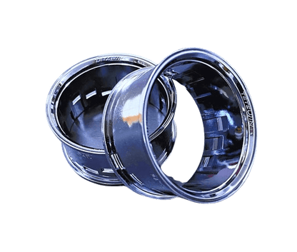 Tetsujin 1/10 scale RC wheel outer rim set, available in various colours, 2-piece configuration - shadow chrome