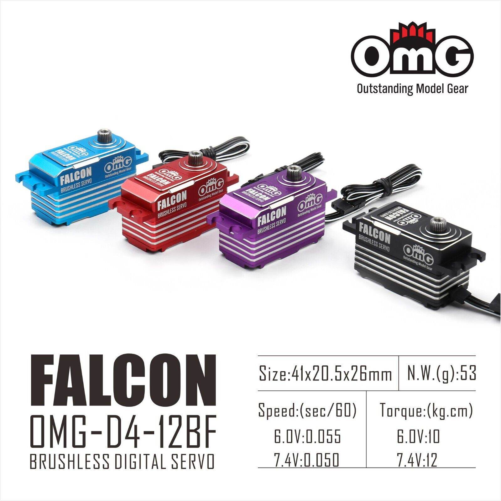 OMG FALCON Low Profile High Torque Brushless Metal Servo for High Performance RC Vehicles