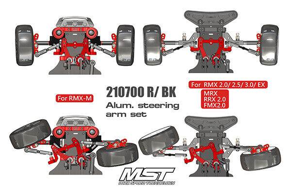 MST RMX Steering Rack Wiper Arm Set 210700 - Aluminium