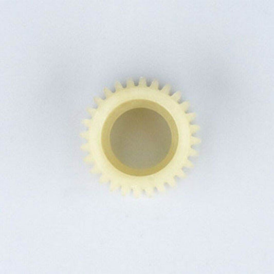 Close-up of 28-tooth POM idler showing fine tooth profile and 5 mm bore