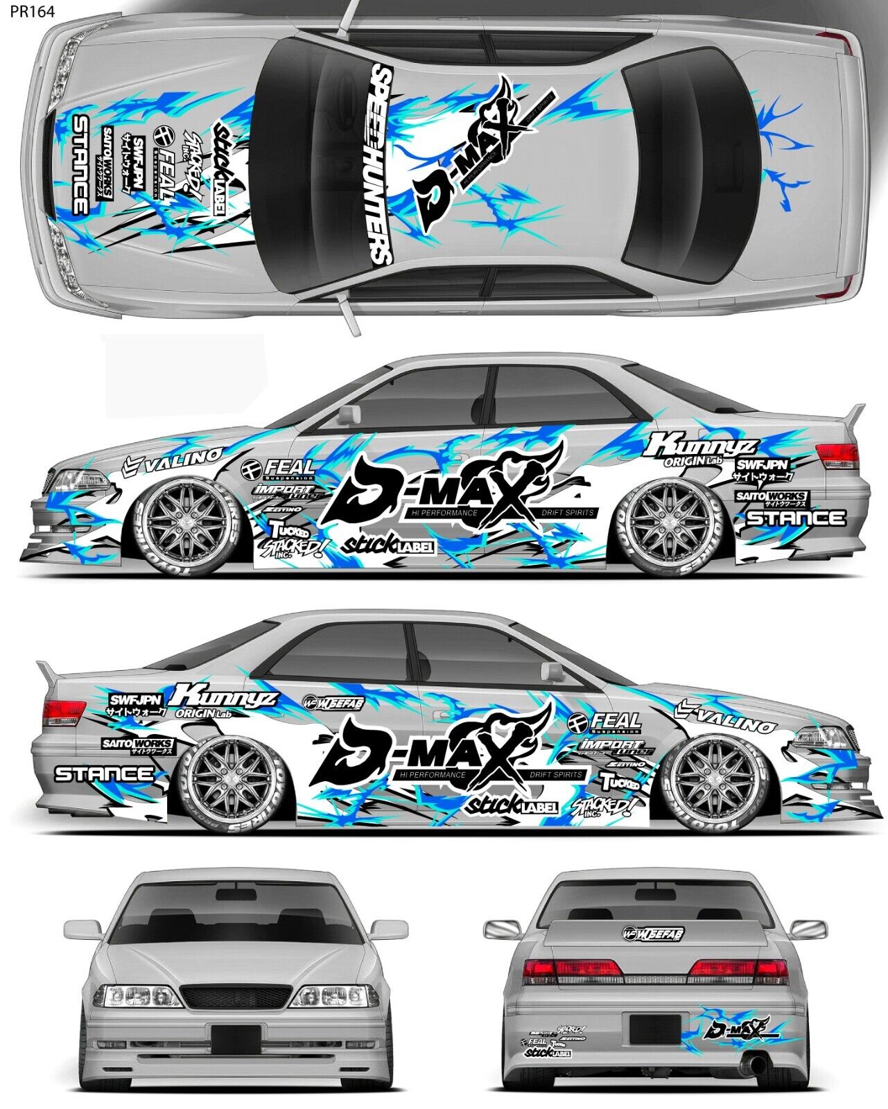 SticklabelRC 1:10 RC Car Body Shell Livery, Decal Sticker Graphics Set - 60+ Designs