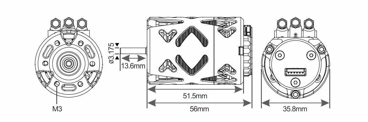 Close-up of OMG Epic V2 10.5T Black Brushless Motor, sensored and adjustable timing