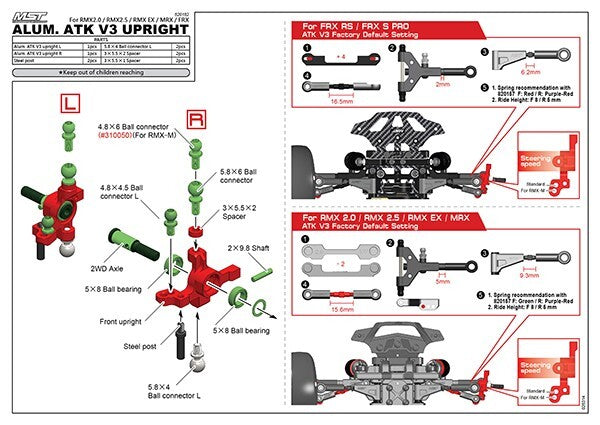 MST ATK steering hub knuckle set universal fit 820162