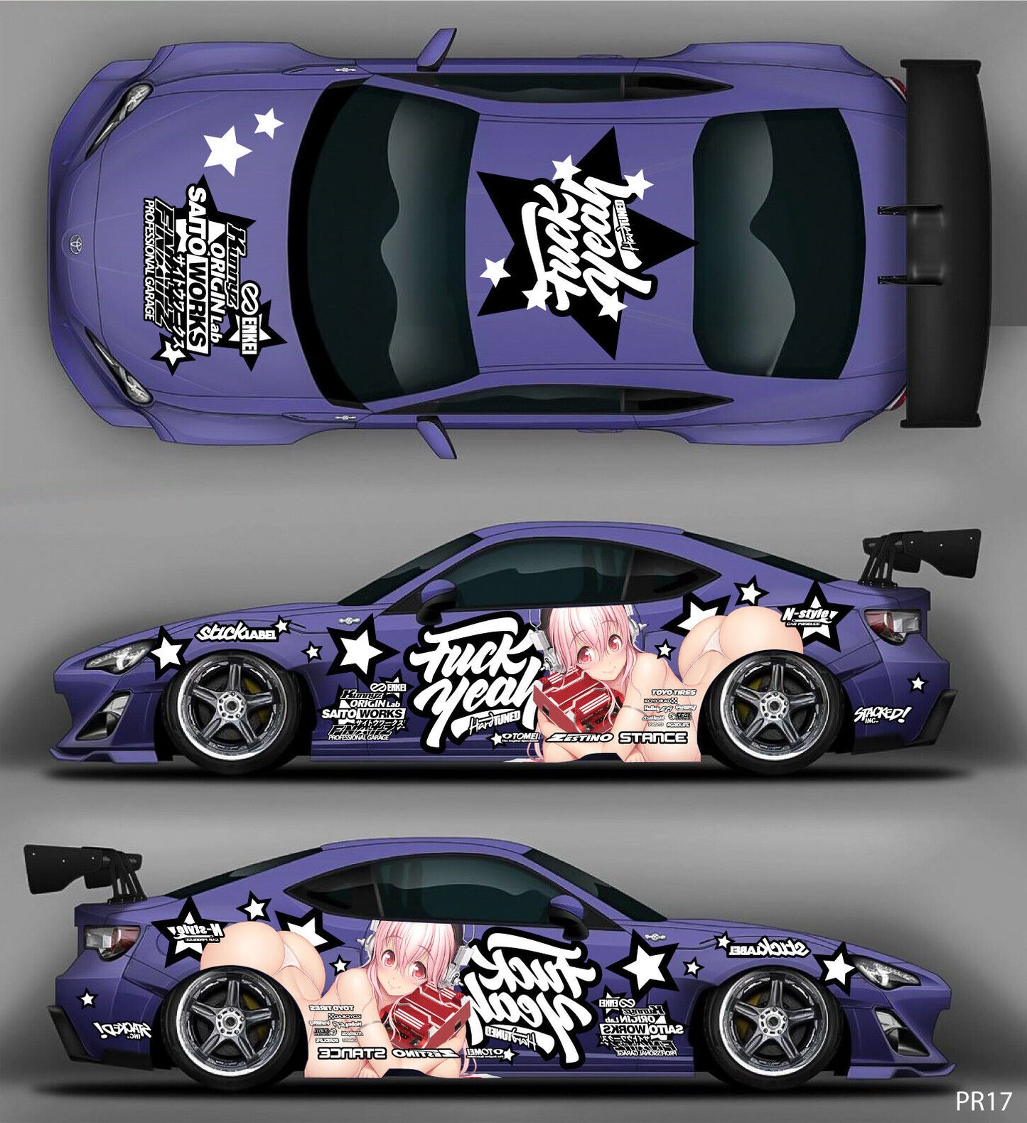 SticklabelRC 1:10 RC Car Body Shell Livery, Decal Sticker Graphics Set - 60+ Designs