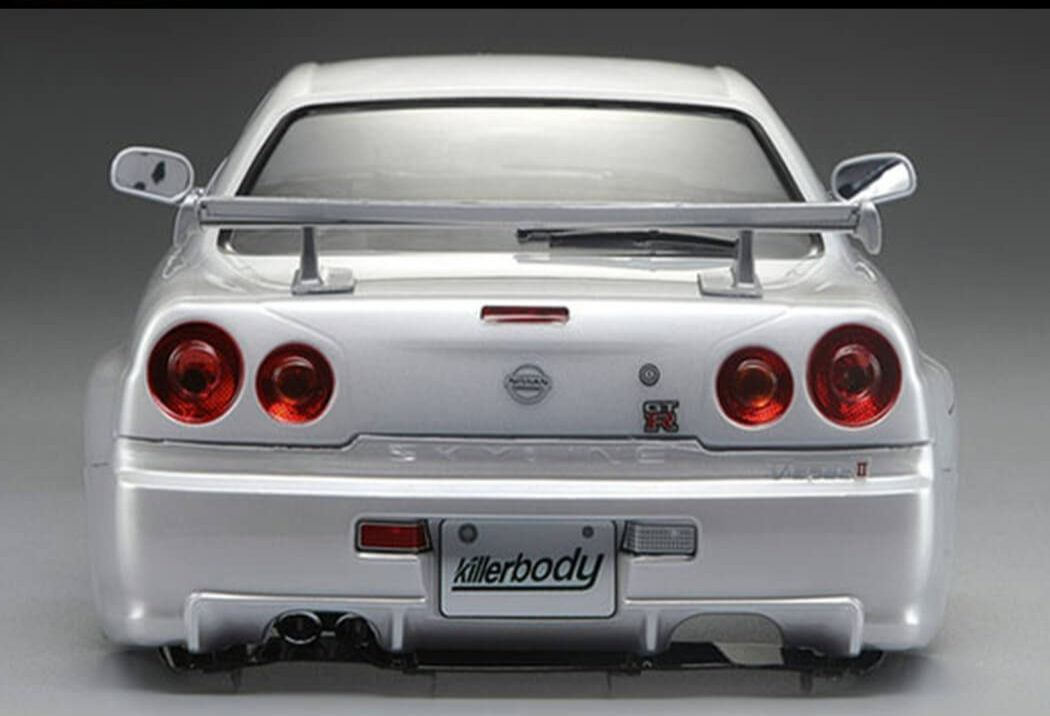 Killerbody Nissan Skyline R34 1/10 RC body shell metallic white KB48644