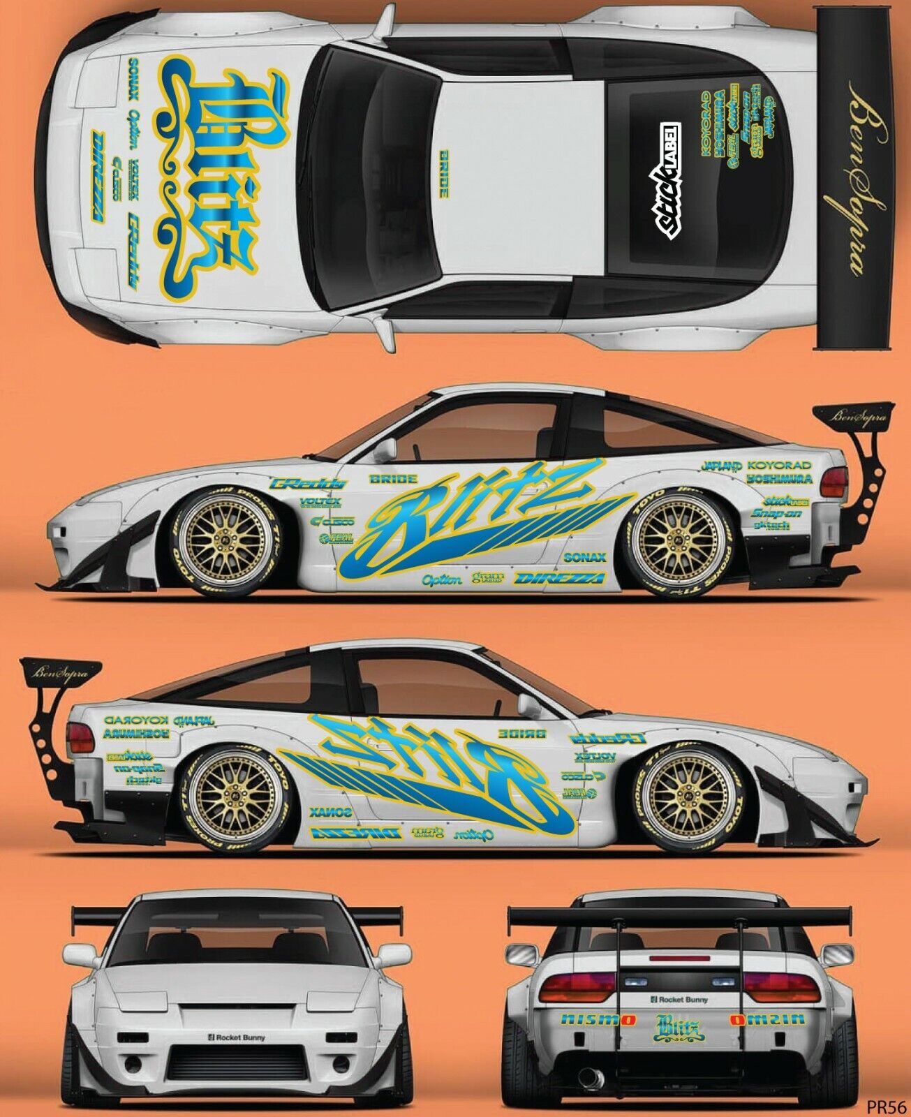 SticklabelRC 1:10 RC Car Body Shell Livery, Decal Sticker Graphics Set - 60+ Designs