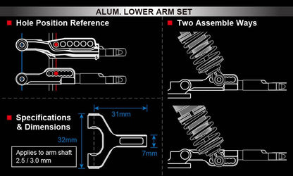MST RMX Aluminium Front Lower Arm Set #820117
